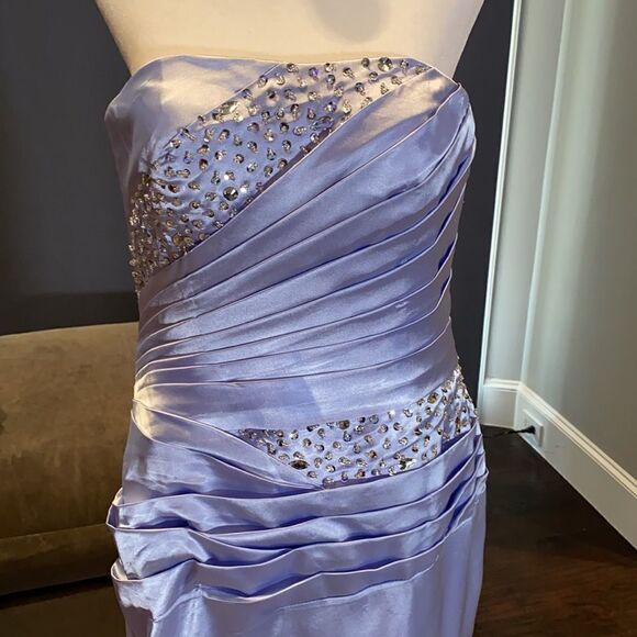 Women’s Strapless Lilac/Silver Formal Prom Party Dress Corset Back Size 16 *READ - Picture 2 of 11